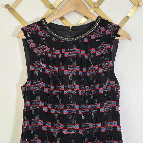 Trina Turk Goodnight Tweed Sheath Dress Size 10 Embroidered Colorful Sleeveless - Picture 2 of 10